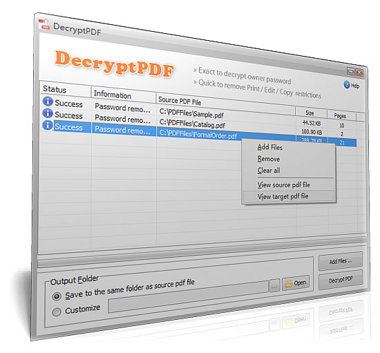 DecryptPDF screen shot