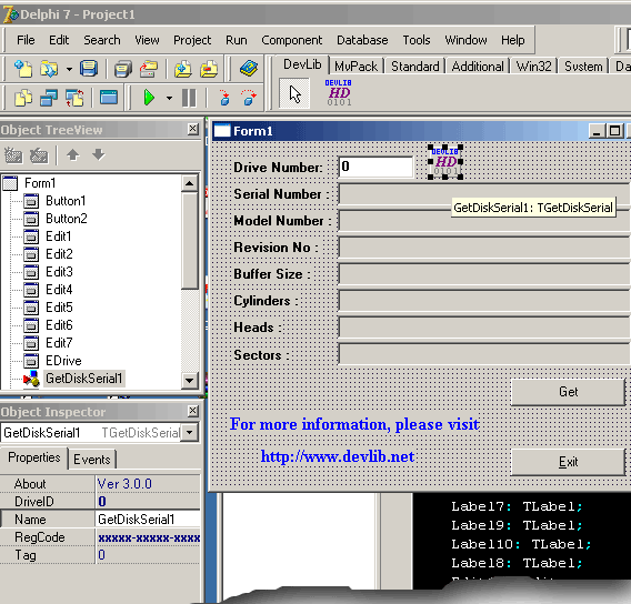 TGetDiskSerial Component Screenshot